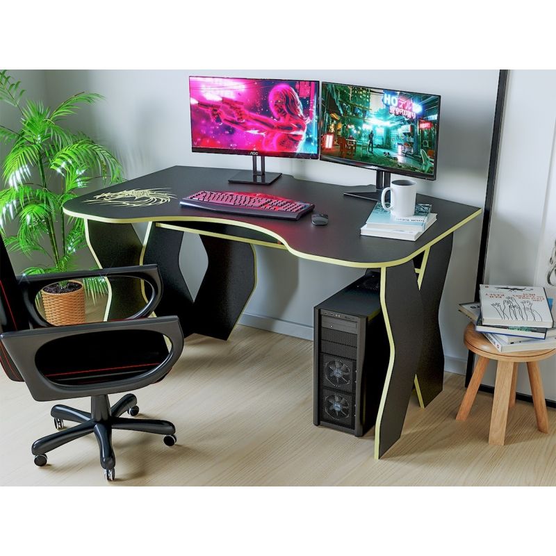 Birou PC KL 9.0, 140x89x75cm, Wenge/Galben-p1