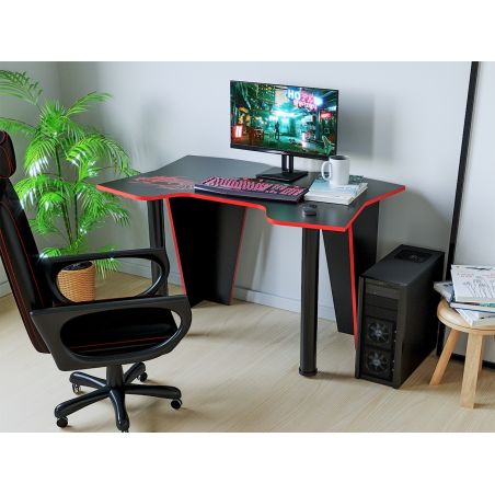 Birou PC KL 9.1, 120x75x75cm, Wenge/Rosu-p1