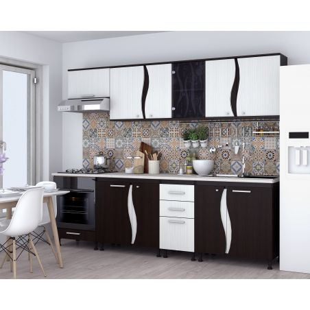Bucatarie CIP 3S C2 - 2,6m - Wenge/Alb Hacienda