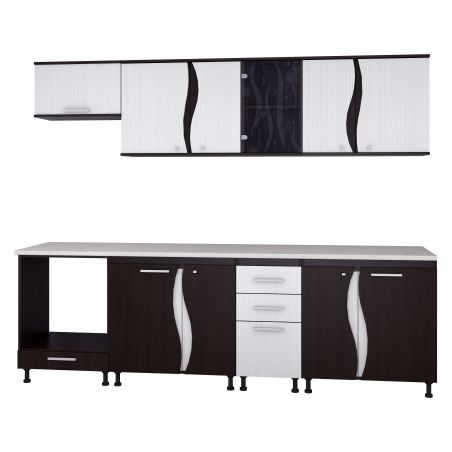Bucatarie CIP 3S C2 - 2,6m - Wenge/Alb Hacienda