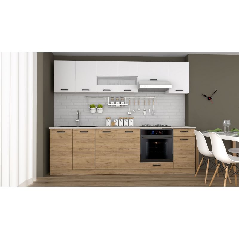 Bucatarie VIO C 2.6m - stejar K003/alb